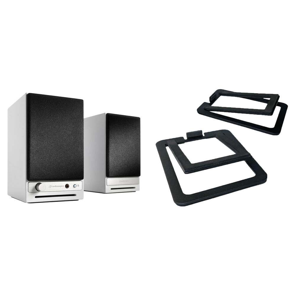Audioengine HD3 Sistema de Altavoces Bluetooth Hi-Gloss White con Soportes de Escritorio D