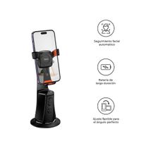 Soporte Celular Gimbal S1 LED-HX1504 Seguimiento Facial IA Giro 360° Recargable Negro