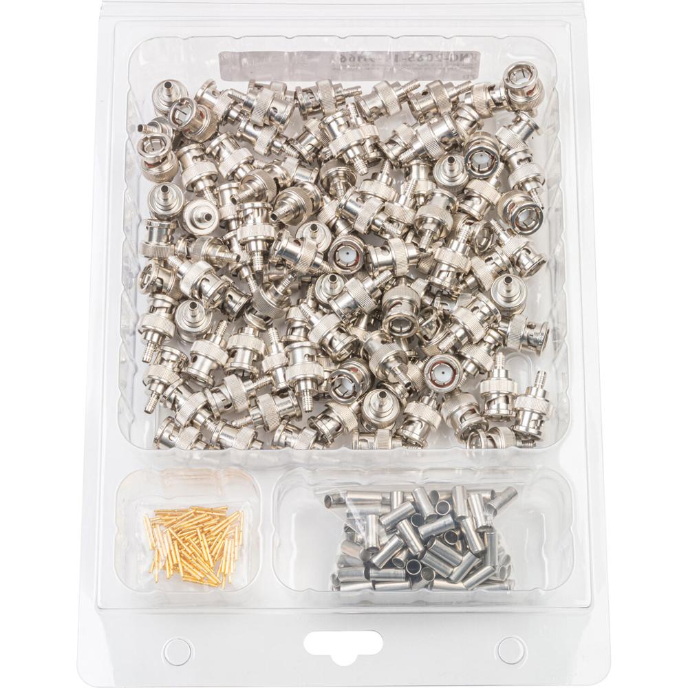 Kings 75-Ohm BNC Connector para Cable RG6 - Paquete de 100 Piezas, Conductor Central Baque