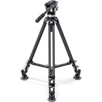 Leofoto LVC-193C Trípode de Carbono con Cabezal de Video BV-15, Soporta 22 lb, Altura de