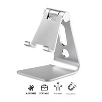 Soporte Celular Tablet Aluminio HS218 Ajustable Plegable Escritorio Plateado