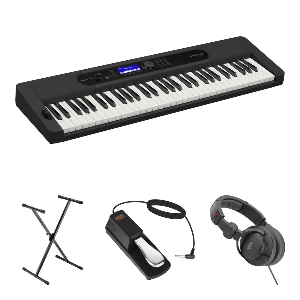 Casio Teclado Portátil CT-S400 61 Teclas Sensibles al Tacto con Soporte, Pedal de Sosteni