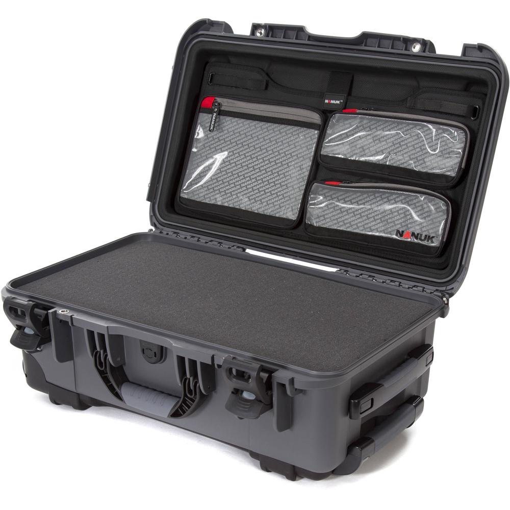 Nanuk 935 Maleta Dura con Ruedas y Espuma (Gris, 28.5L) - Impermeable, Resistente a Golpes