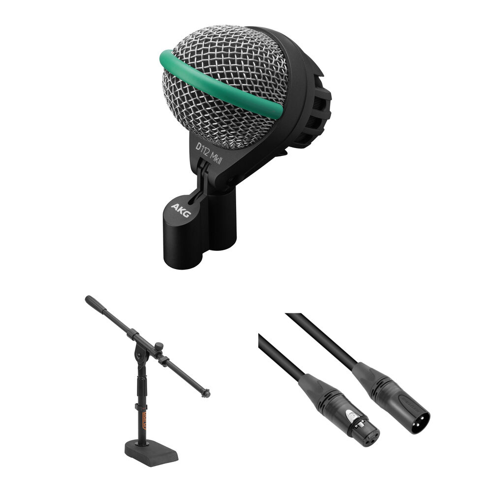 AKG D112 MKII Micrófono Dinámico para Bajo y Batería con Soporte y Cable XLR