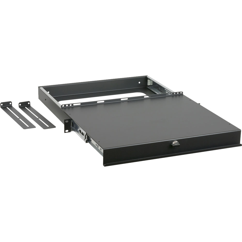 Lowell Rackmount Shelf 50 lb Carga con Soportes Traseros y Acabado en Epóxico Negro