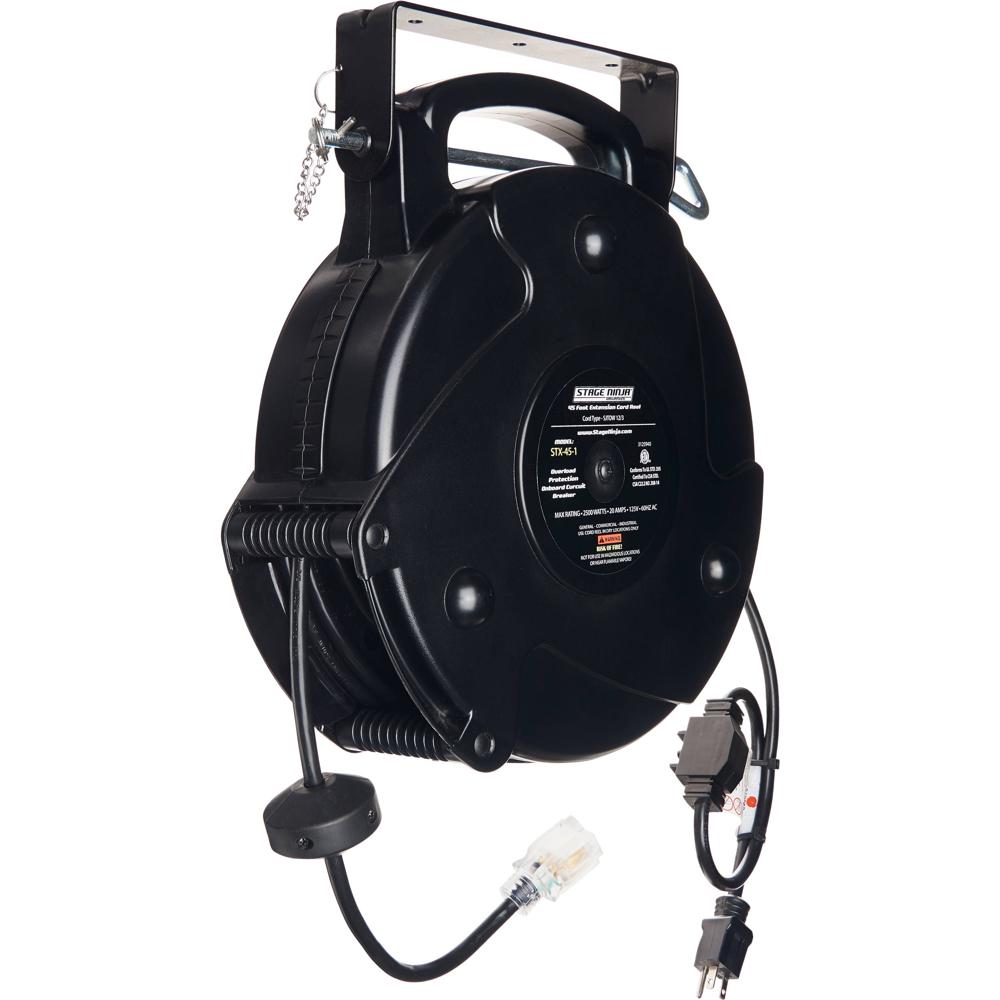 Stage Ninja Reel Retráctil STX-45-1 con Cable de 45' y Circuito Integrado