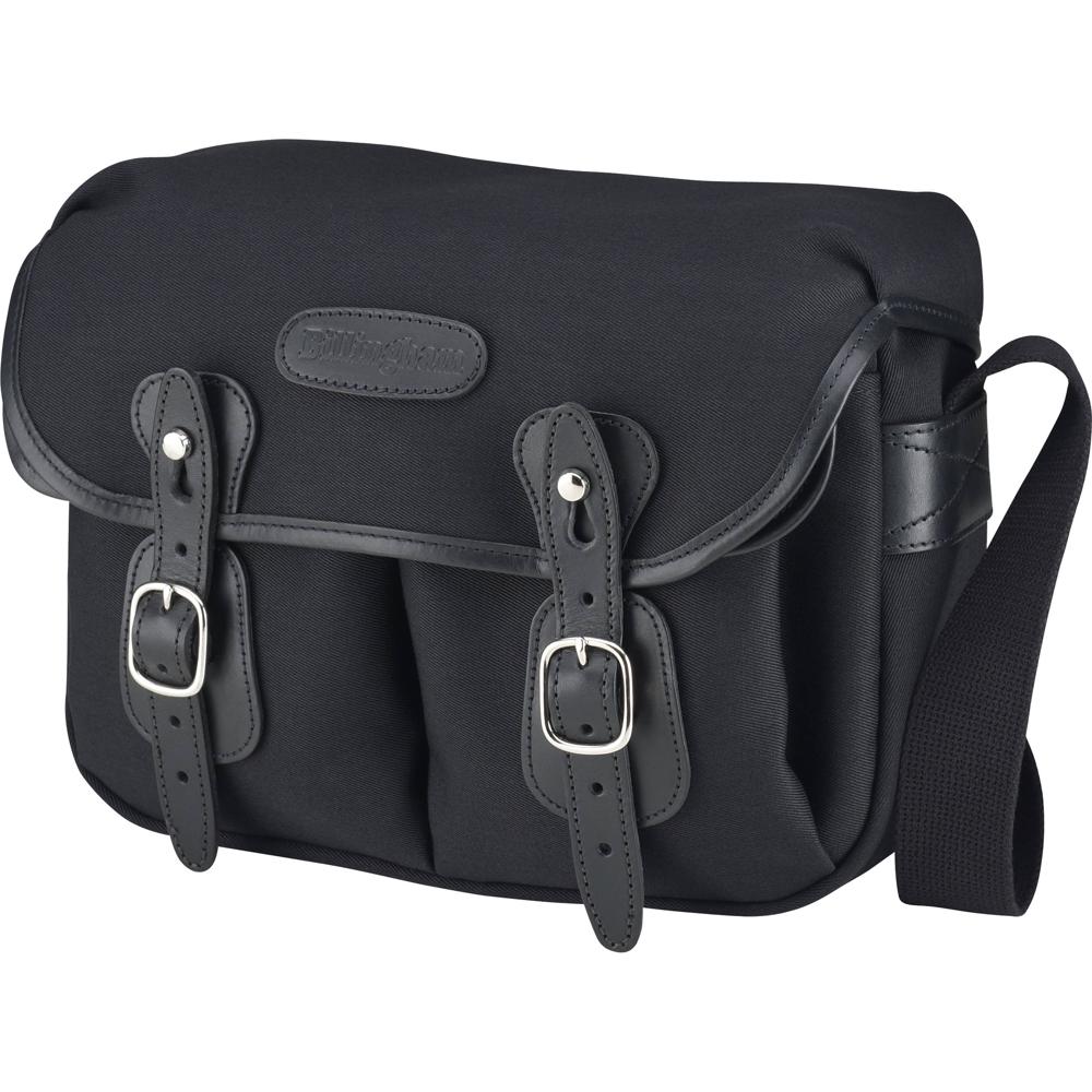 Billingham Bolsa de Hombro Hadley Small - Negro con Detalles en Cuero Negro, Tejido FiberN