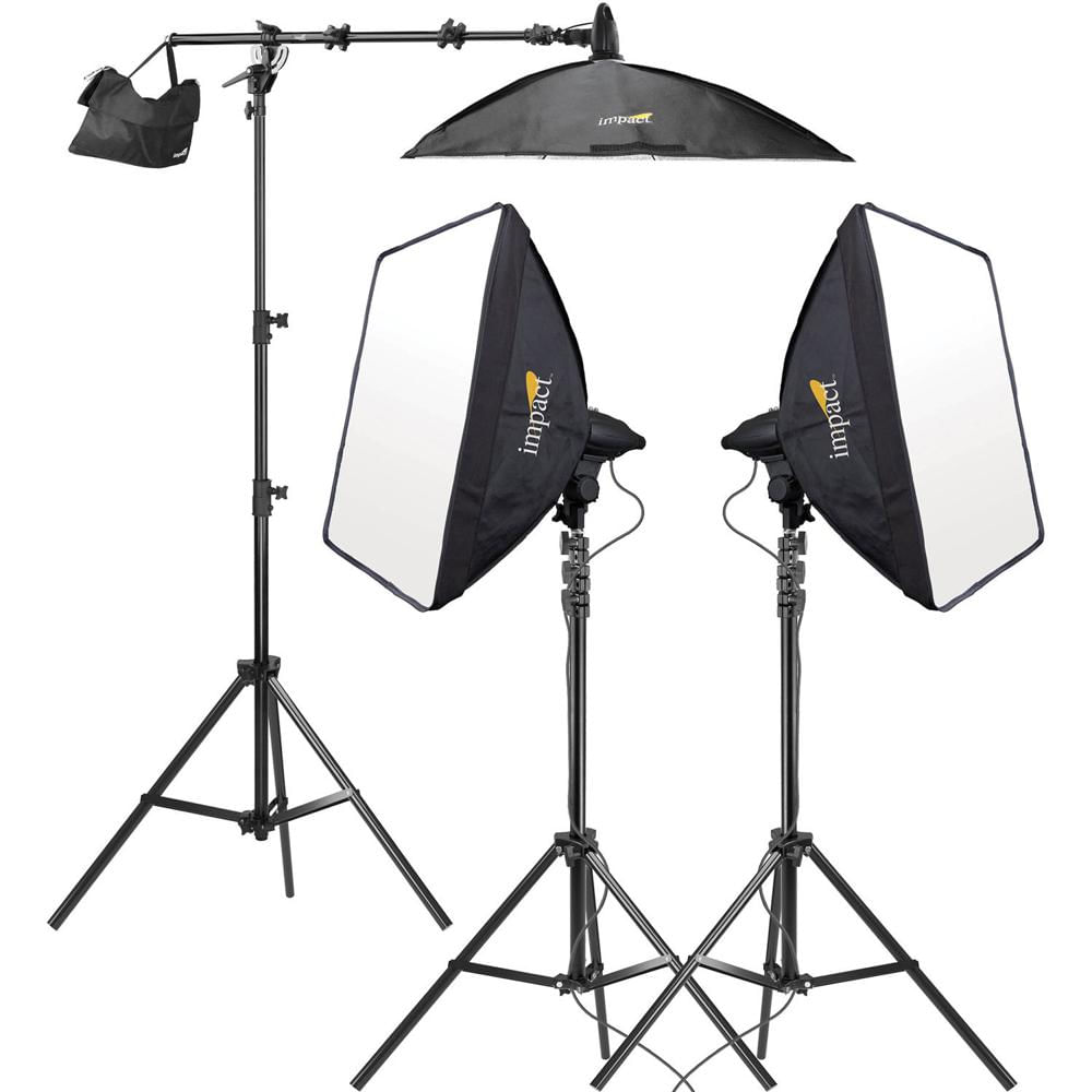 Impact Kit de Iluminación Fluorescente de 3 Cabezas con Brazo Boom de 6.5'