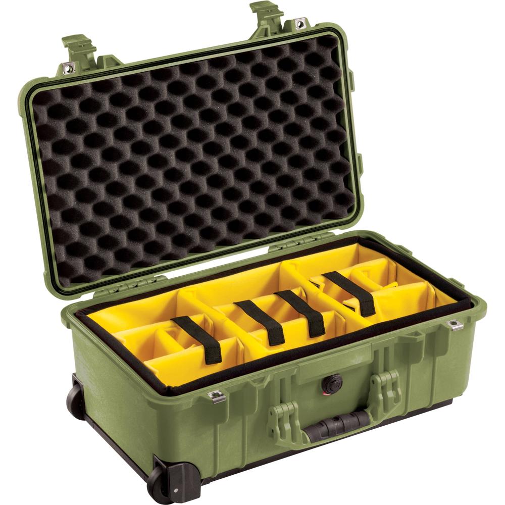 Pelican 1510 Estuche de Transporte Olive Drab con Divisores Amarillos y Negros, Impermeabl