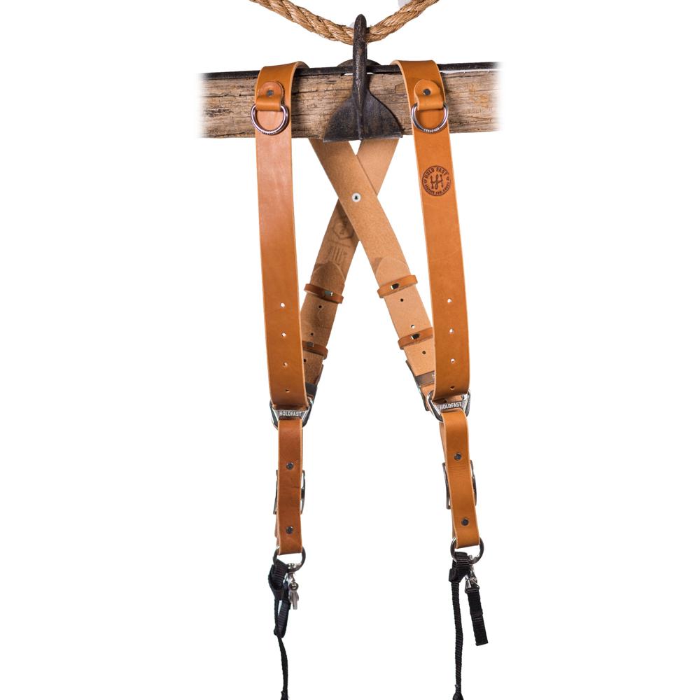 HoldFast Gear MoneyMaker Arnés para 2 Cámaras Modelo Small en Cuero Bridle Inglés Color