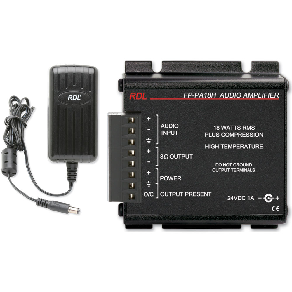 RDL Amplificador de Audio Mono FP-PA18H 18W, Entrada Balanceada/No Balanceada, Compresor/L