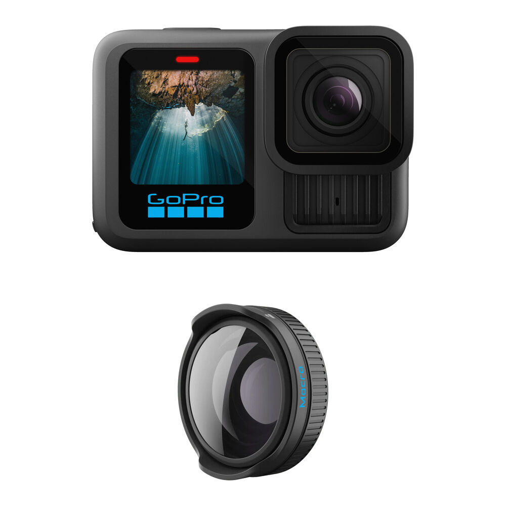 GoPro HERO13 Black Cámara con Macro Lens Mod - 27MP, 5.3K60 Video, Estabilización HyperS