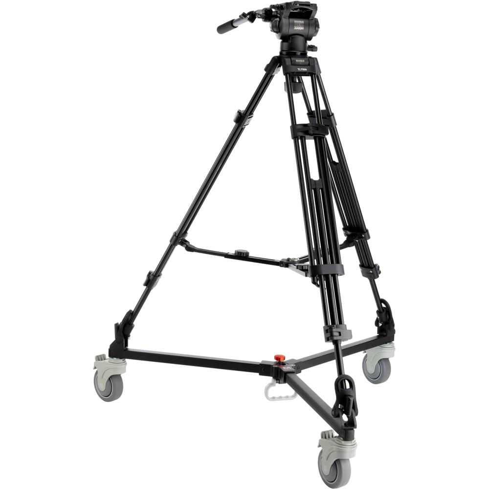 Magnus Tripode de Video REX VT-5000 con Cabezal Fluido y Dolly, Soporta hasta 17 lb, Rueda