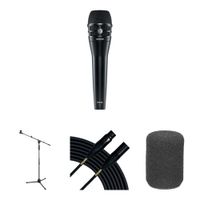 Shure KSM8 Mic Kit - Mic de Mano Dinámico Dualdyne con Soporte, Cable XLR y Paravientos