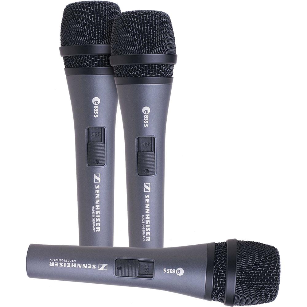 Sennheiser e835-S Micrófono Dinámico Cardioide de Mano - Paquete de 3 con Interruptor Si
