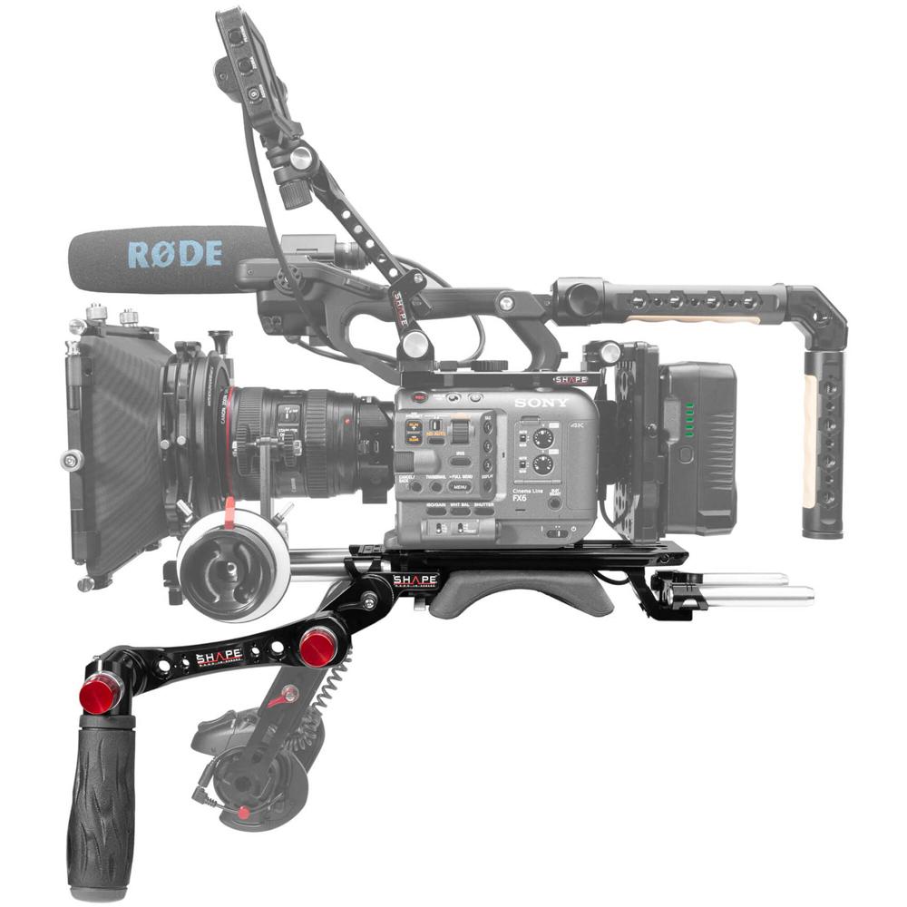 SHAPE Baseplate con Mango Articulado para Sony FX6 - Placa VCT-Compatible, Incluye Varilla