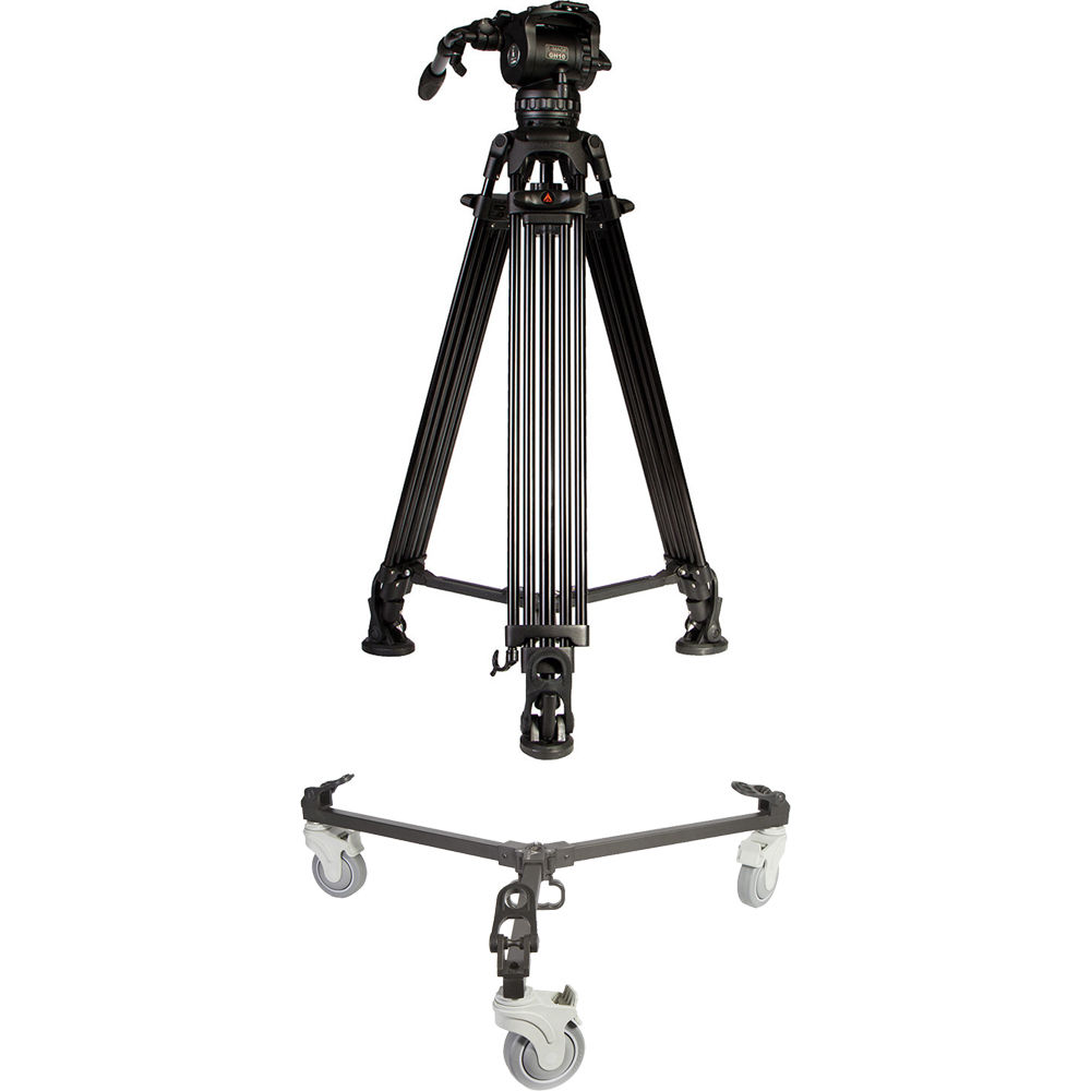 E-Image Trípode de Aluminio de Dos Etapas con Cabeza GH10 y Kit de Dolly (75mm) - Soporta