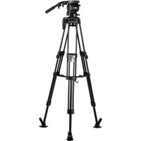Libec Tripod HS-250MQ con Cabezal H25, Patas de Aluminio de 2 Etapas, Esparcidor de Nivel
