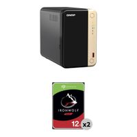 QNAP TS-264 NAS 2-Bay 24TB con 2 x 12TB HDDs IronWolf 7200 rpm