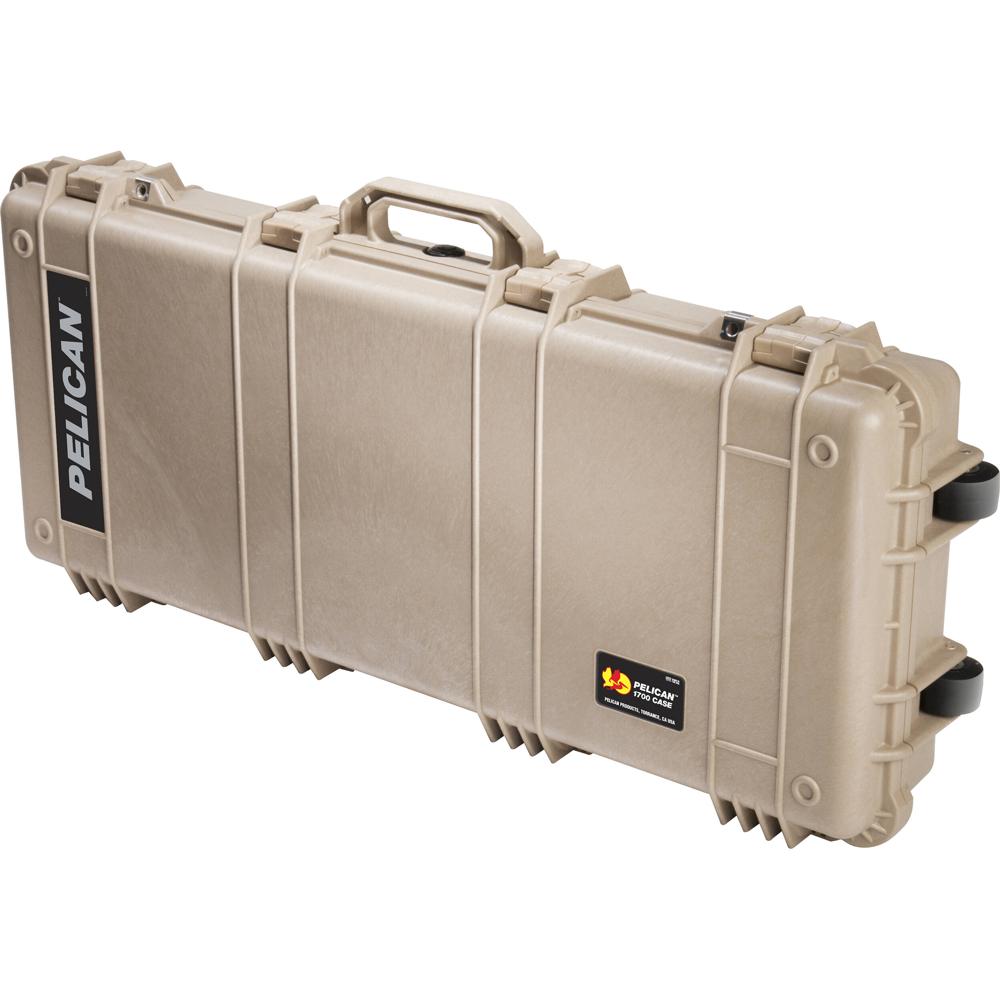 Pelican 1700 Long Case Tan con Espuma - Impermeable, a Prueba de Golpes y Polvo, Ruedas de