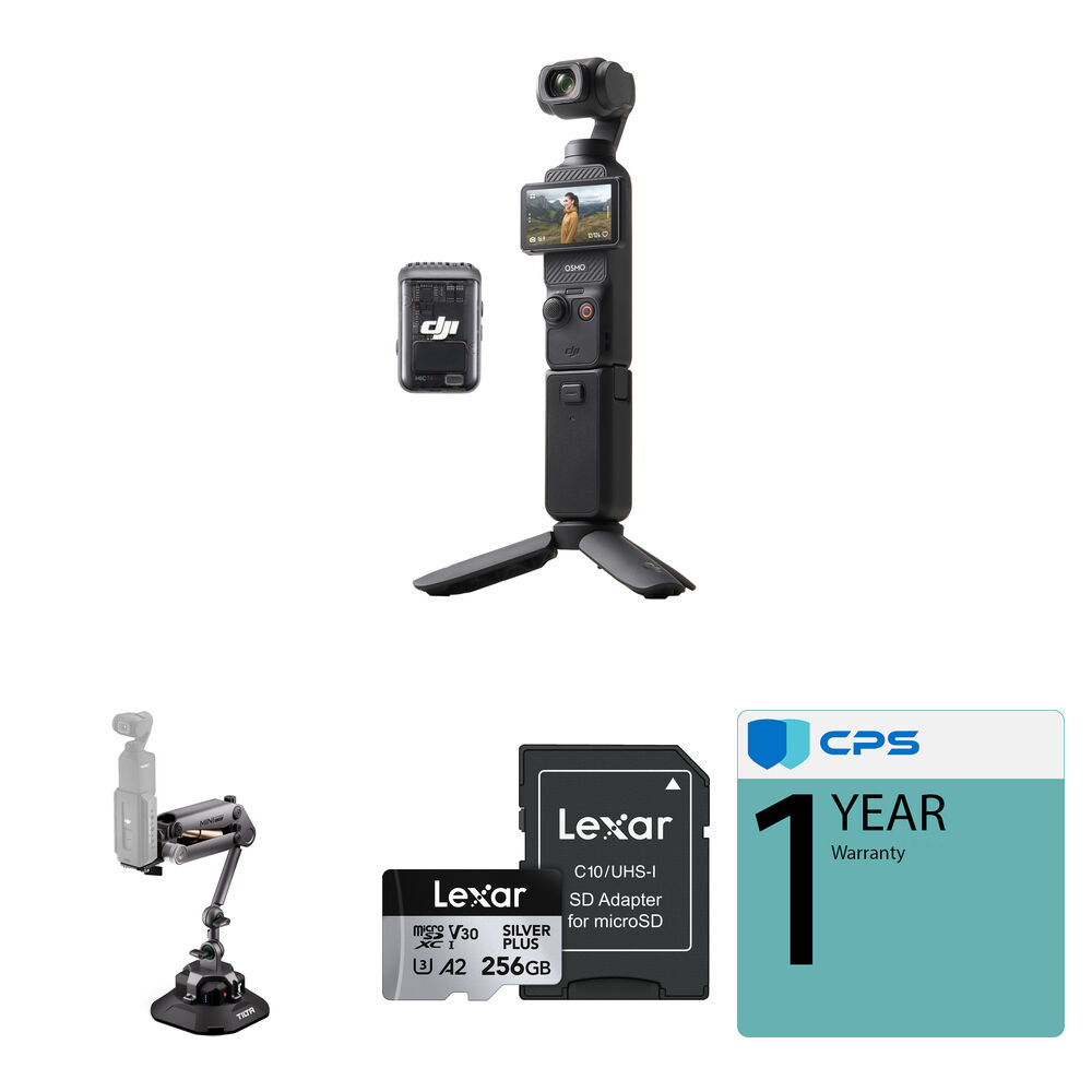 DJI Osmo Pocket 3 Creator Combo con MOVMAX Blade Arm - Estabilizador de 3 Ejes, Micrófono