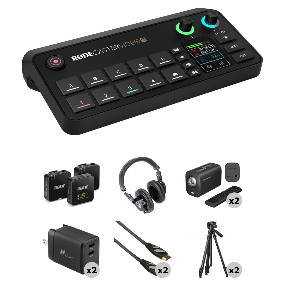 RODE RODECaster Video S Kit de Producción Todo en Uno con 2 Cámaras, Micrófonos Inalám