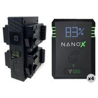Core SWX NANOX V150 Kit de 4 Baterías V-Mount y Cargador Cuádruple GP-X4S