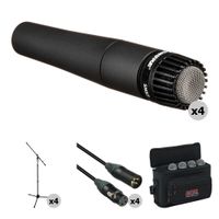 Shure SM57-LC Kit de 4 Micrófonos Dinámicos con Cables y Soportes
