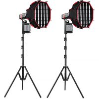 GVM PL60C Kit de Monolight LED RGB Portátil con 2 Luces, Softboxes y Soportes