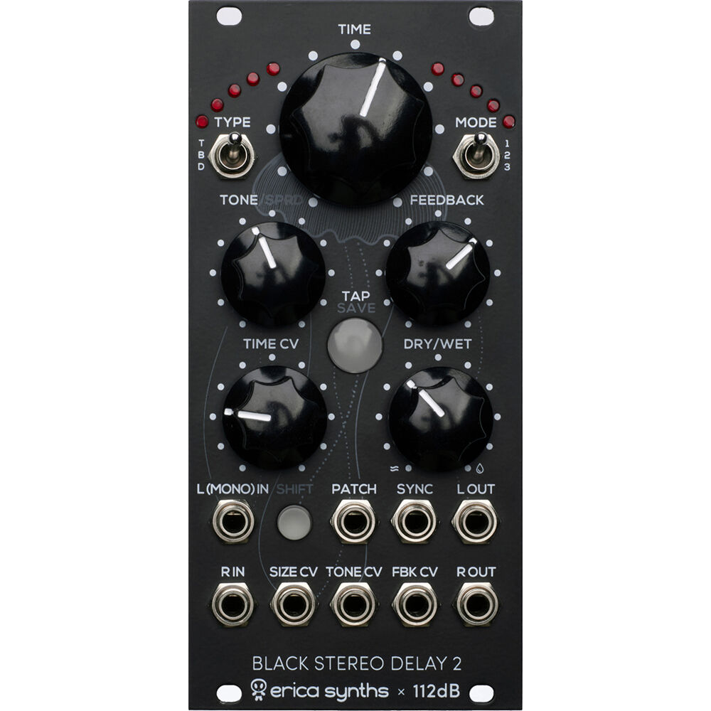 Erica Synths Módulo Eurorack Black Stereo Delay2 12 HP - Delay Digital, BBD y Tape, Modos