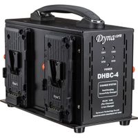 Dynacore DHBC-4 Cargador Cuádruple Portátil 26V V-Mount con Manija y Pies de Goma