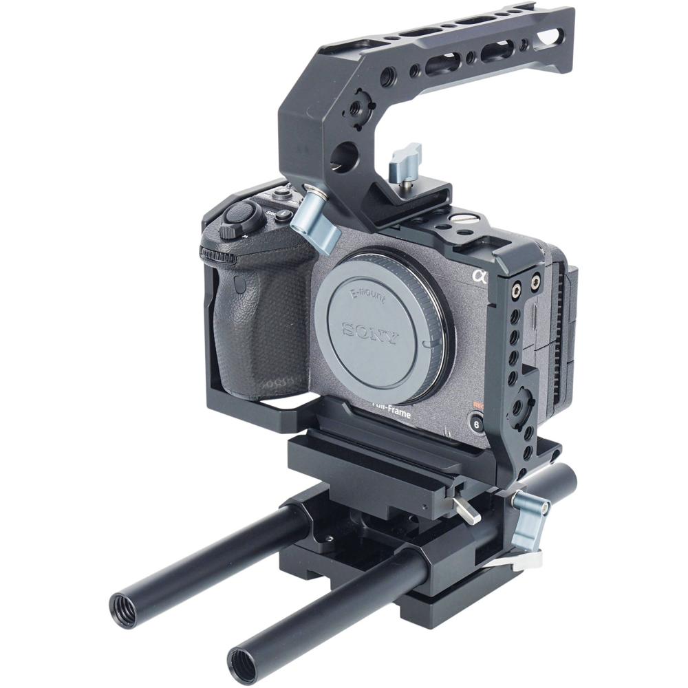 CAME-TV Kit de Jaula de 6 Piezas para Sony FX3 con Base 15mm y Mango Superior Reversible