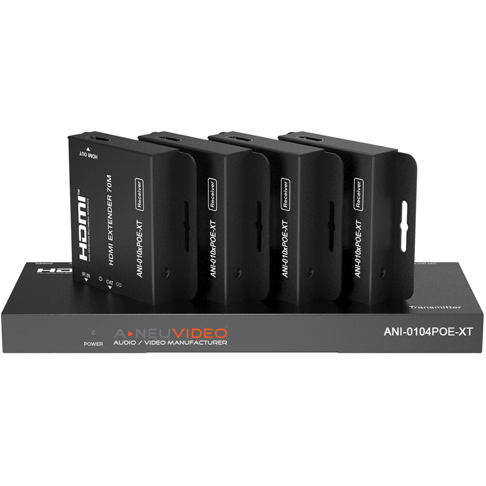 A-Neuvideo Extensor Splitter HDMI 1 x 4 4K30/1080p con 4 Receptores, PoC, EDID Management