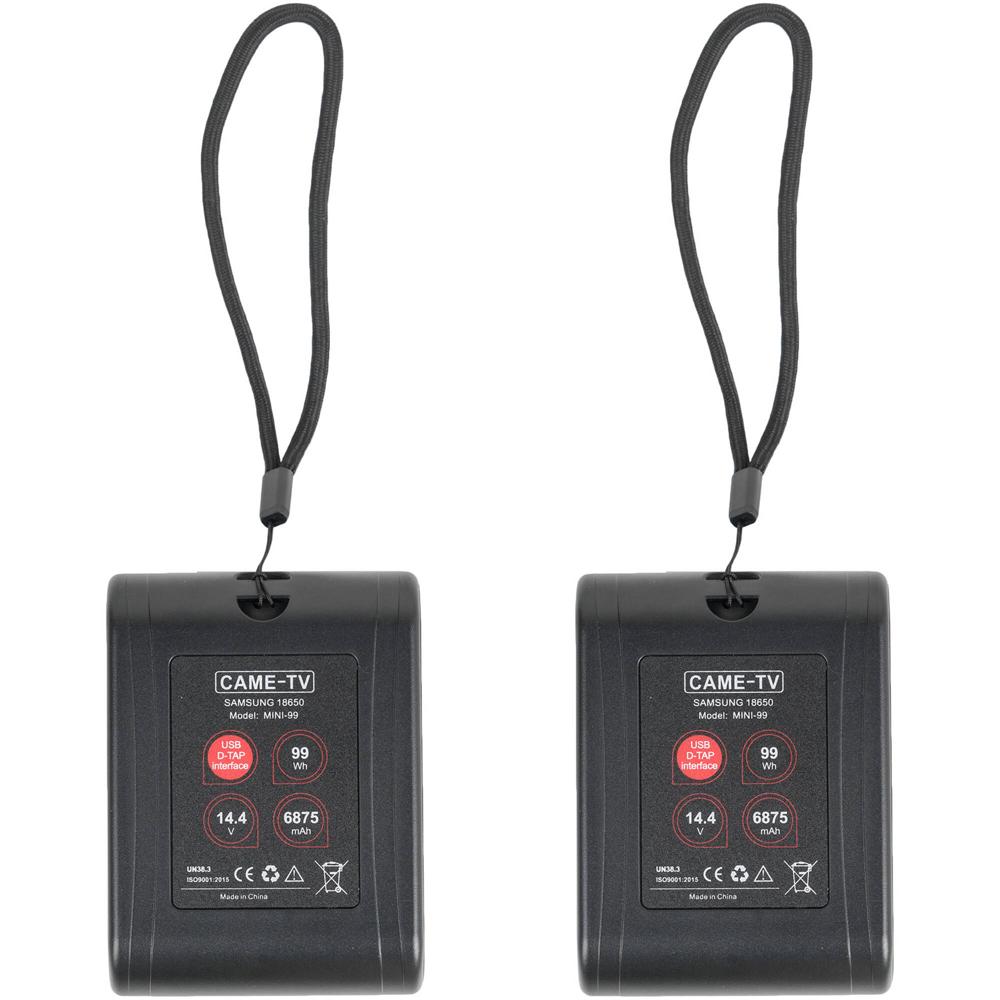 CAME-TV Mini 99 Batería V-Mount Ligera (2-Pack) 99Wh, 14.4V, 2 Salidas D-Tap, 1 Salida US