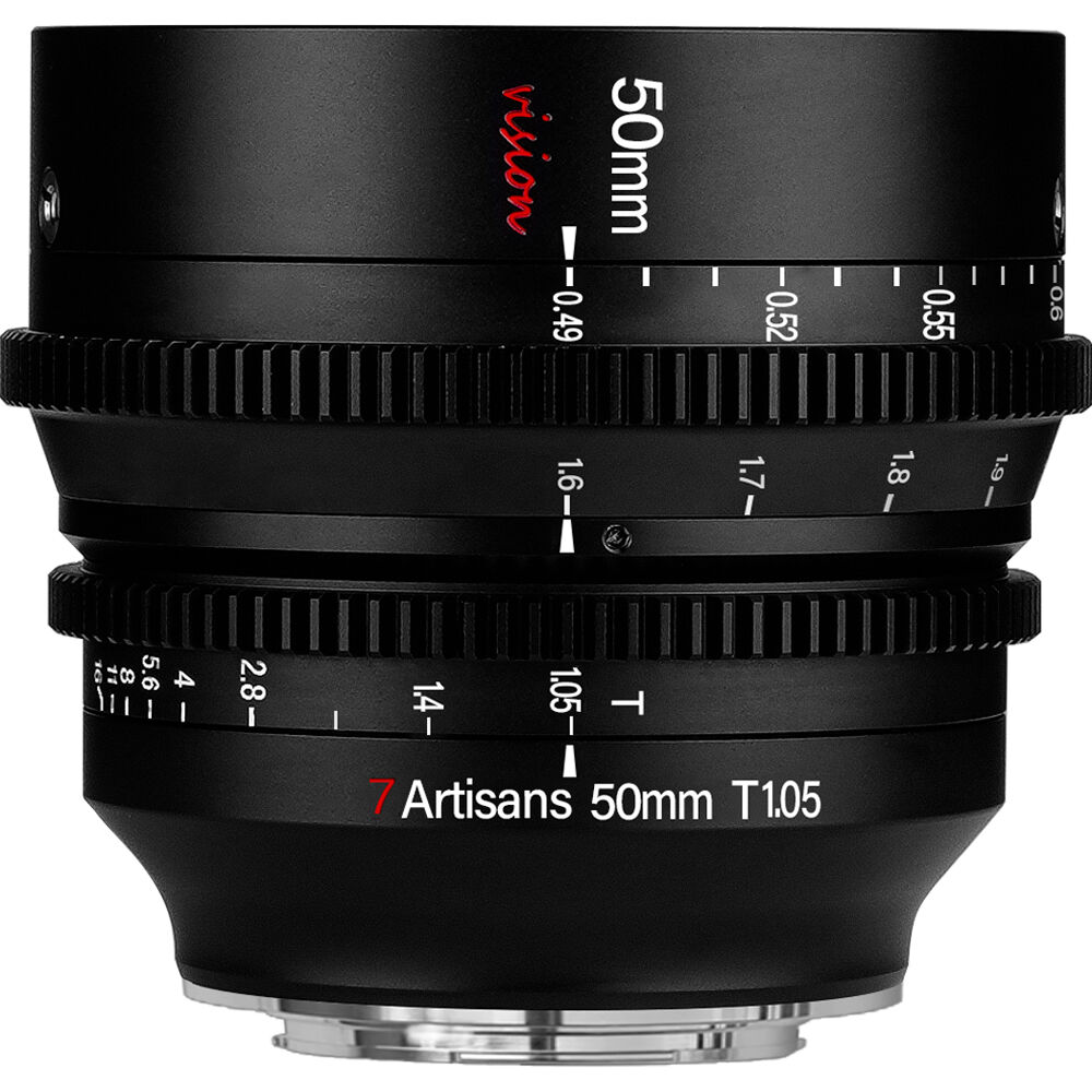 7Artisans 50mm T1.05 Vision Cine Lens - Montura Canon RF, 270° Rotación de Enfoque, 82mm