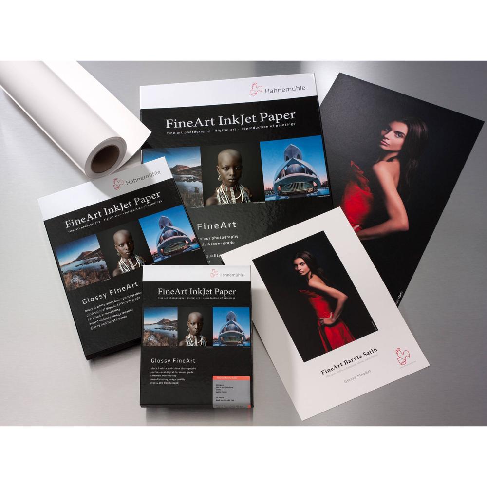 Hahnemuhle Papel FineArt Baryta Satin 36"" x 39' Roll - 300 gsm, 14.6 mil, Acido Libre, Aca