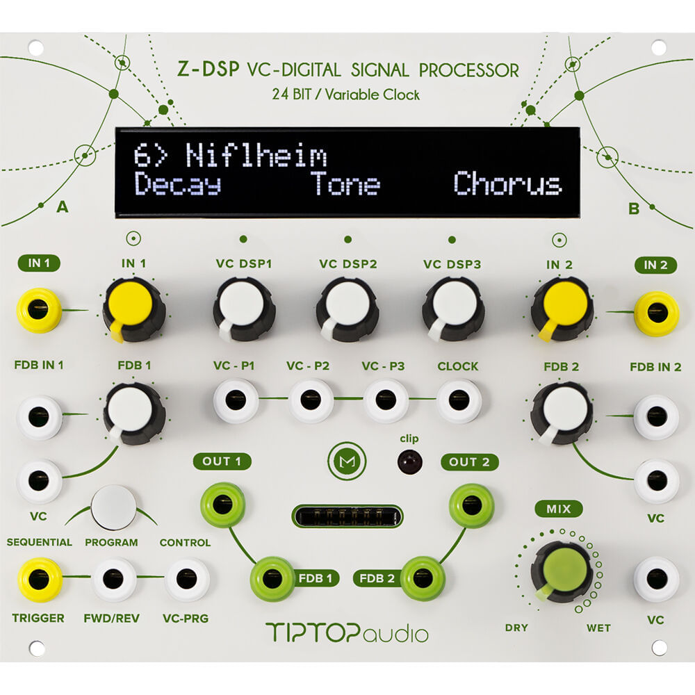 Tiptop Z-DSP Procesador de Señal Digital Controlado por Voltaje Eurorack 28 HP, 24-Bit, E
