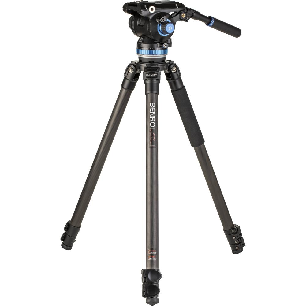 Benro C373F Trípode de Carbono con Cabezal de Video Fluido S8Pro - Carga de 17.6 lb, Altu