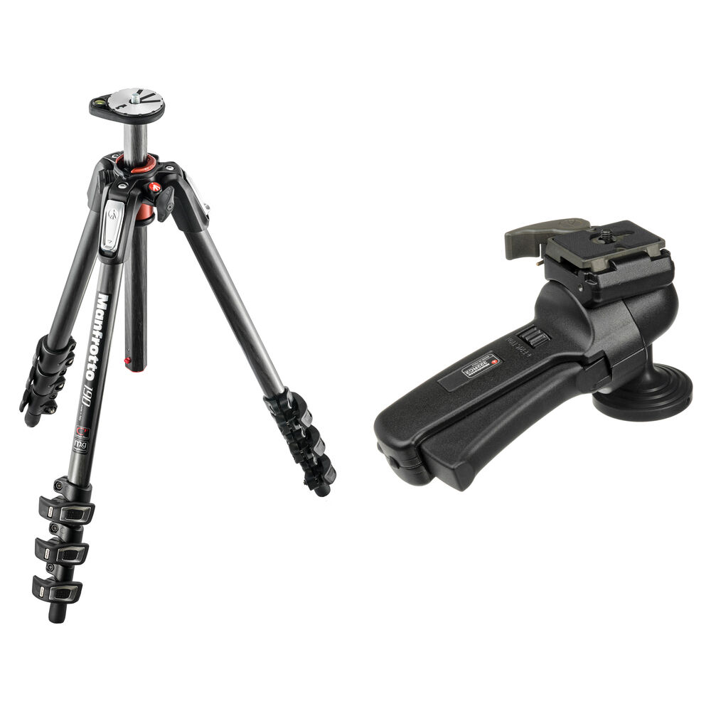 Manfrotto Trípode de Carbono MT190CXPRO4 con Cabezal de Bola 322RC2 y Sistema de Liberaci