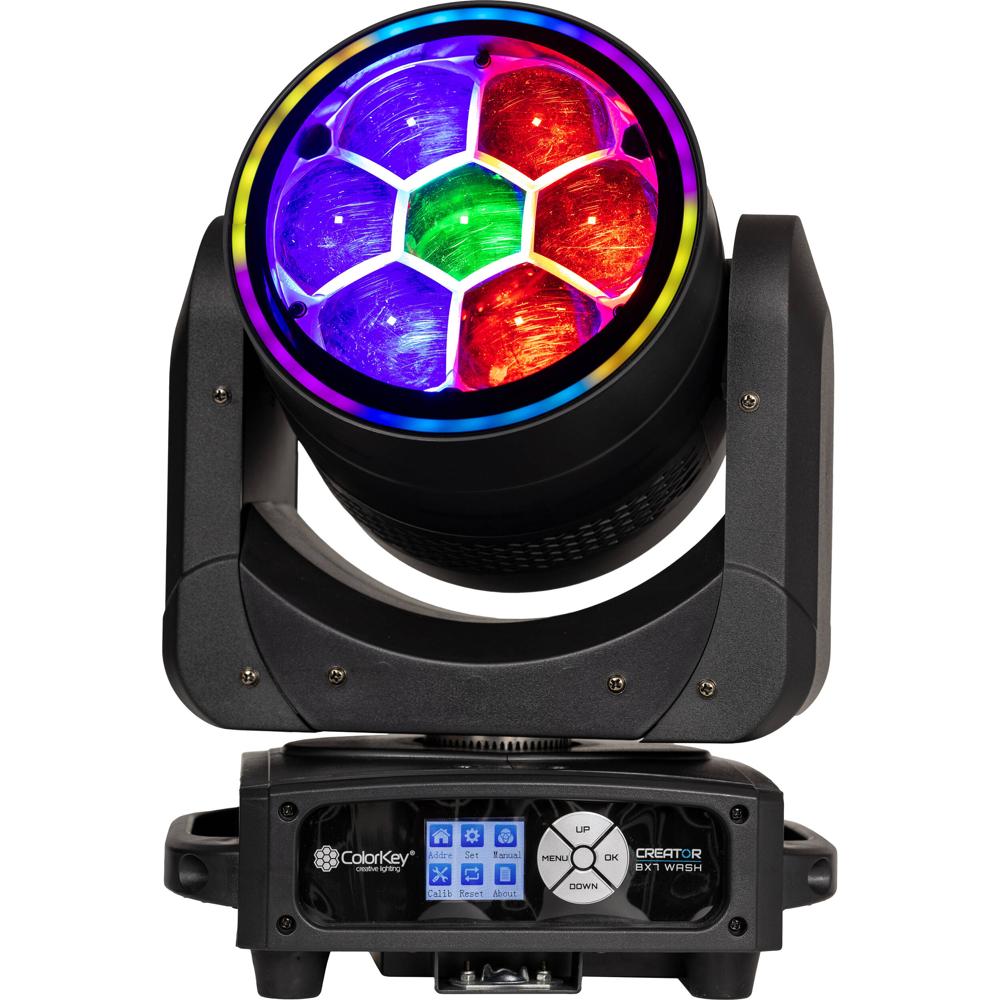 ColorKey Creator BX7 Wash Moving Head 280W LED con 7 x 40W RGBW LEDs y 54 x RGB LED Halo,