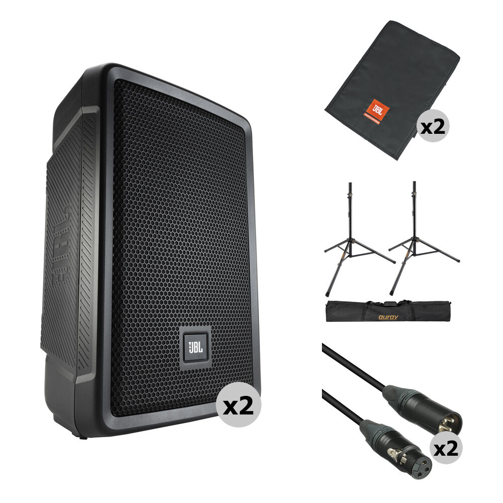 JBL IRX108BT Altavoz Portátil Activo 8"" Bluetooth con Cubiertas, Soportes y Cables