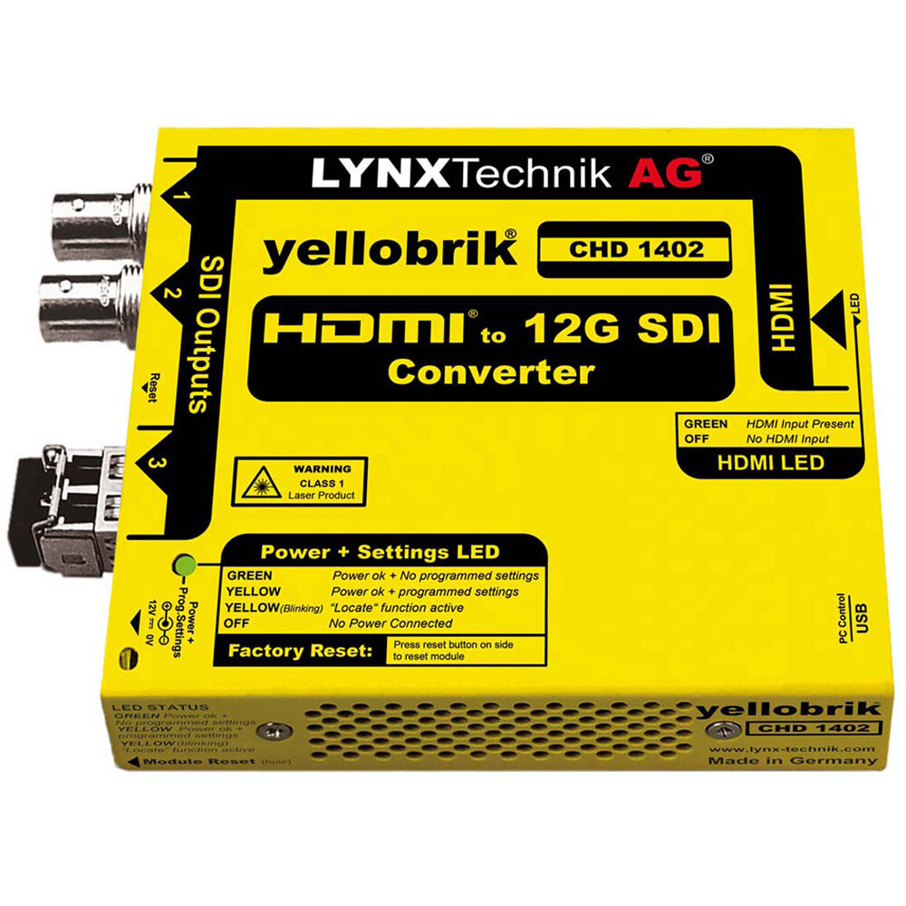 Lynx Technik AG yellobrik CHD 1402 Convertidor HDMI a 12G-SDI, UHD 4K60, 2 Salidas 12G-SDI