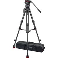 Sachtler Tripode de Carbono 75/2 Mark II con Cabezal Fluido FSB 4 y Esparcidor de Nivel Me