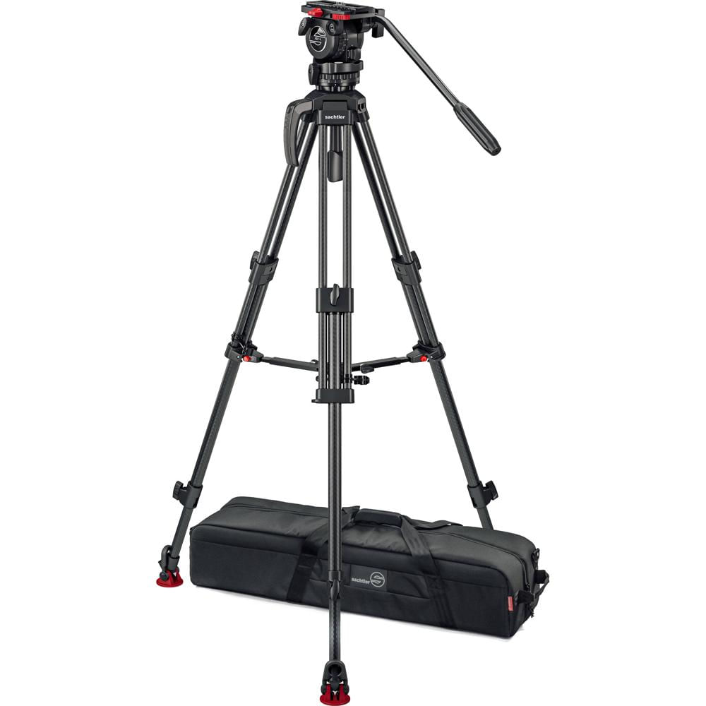 Sachtler Tripode de Carbono 75/2 Mark II con Cabezal Fluido FSB 4 y Esparcidor de Nivel Me