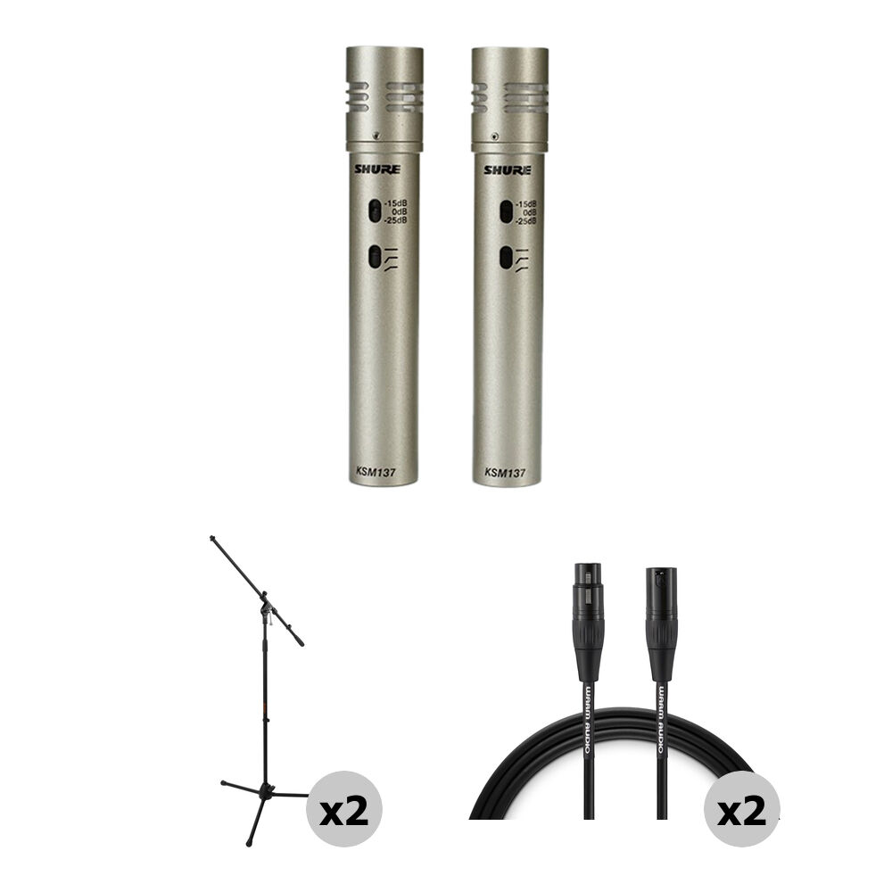 Shure KSM137/SL ST PAIR Micrófono Cardioide Condensador con Soportes y Cables XLR