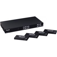 MuxLab HDMI 4x4 Matrix Switcher Kit V2 con 4 HDBaseT Receivers, Soporte 4K, Control IR y W