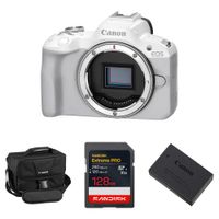 Canon EOS R50 Cámara Mirrorless 24.2MP con Kit Esenciales (Blanco) - Sensor APS-C, Proces
