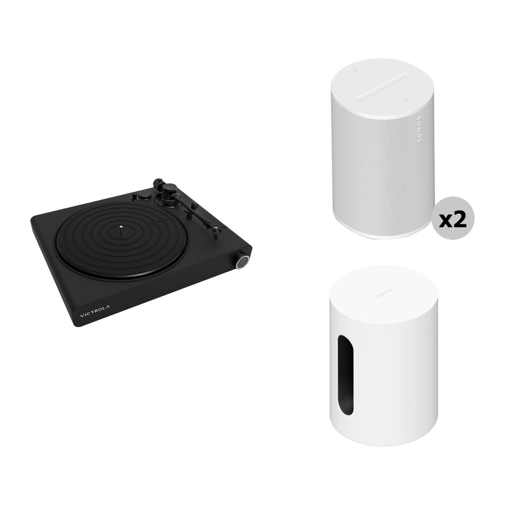 Victrola Stream Onyx Tocadiscos Manual 2 Velocidades con Sonos ERA 100 y Subwoofer Sonos