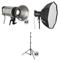 Genaray Kit de Iluminación LED Endeavor ML-33K con 2 Monolights y Softbox Octagonal de 36