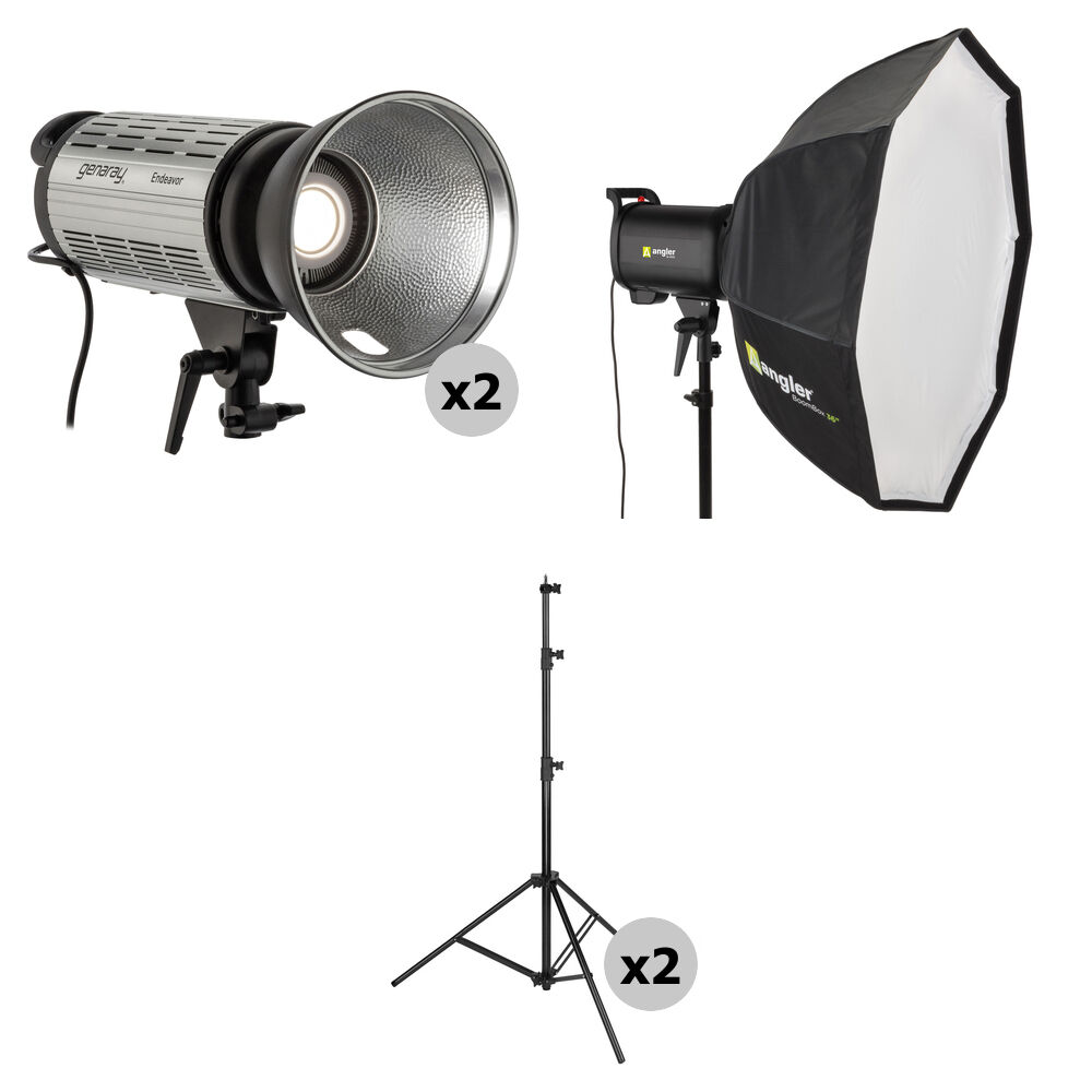 Genaray Kit de Iluminación LED Endeavor ML-33K con 2 Monolights y Softbox Octagonal de 36